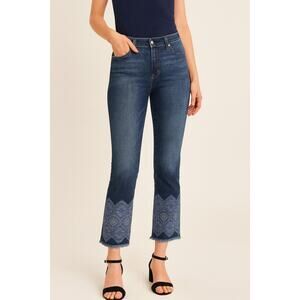 Tory Burch Embroidered Raw Hem Ankle Jeans Women’s Size: 30